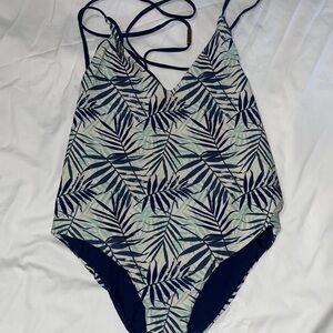 Tropical Leaf Print Kids One Piece Swimsuit